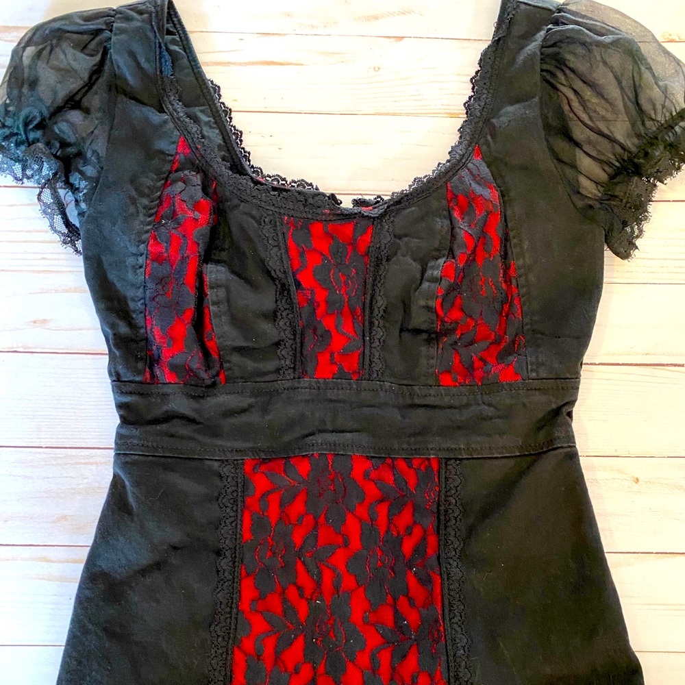 Royal bones goth blouse shirt top